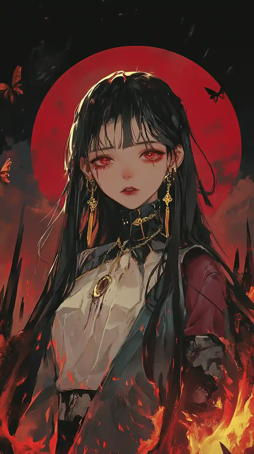 Anime girl in elaborate outfit at a halloween party