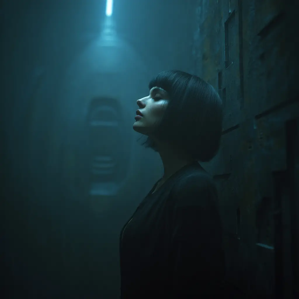 Alien presence in a futuristic space colony sector corridor