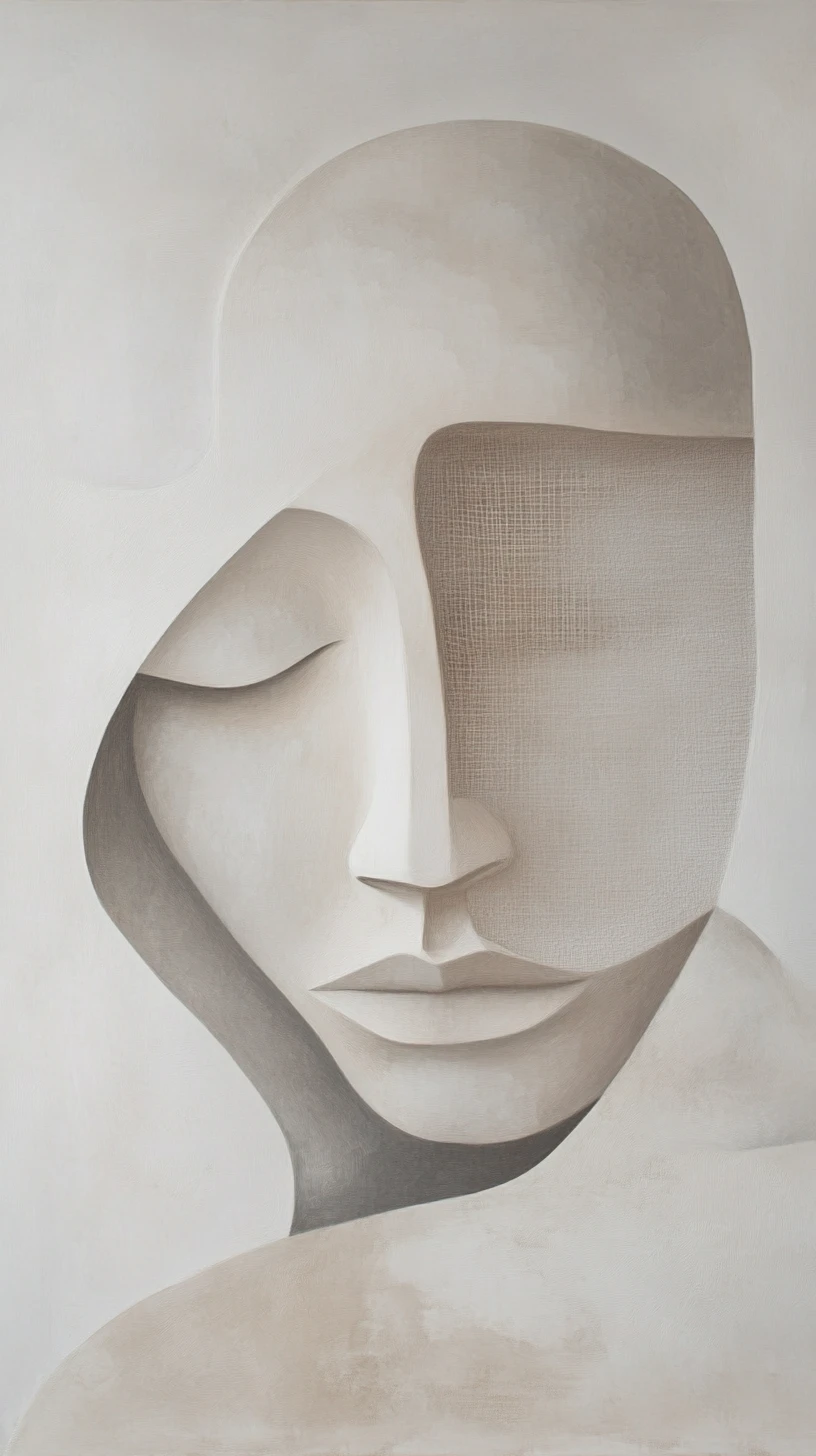Symmetrical abstract figure with calm yet distorted geometry