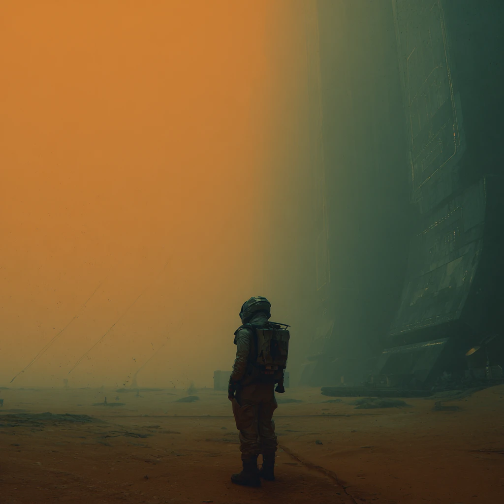 Futuristic alien presence in a deep space colony sector