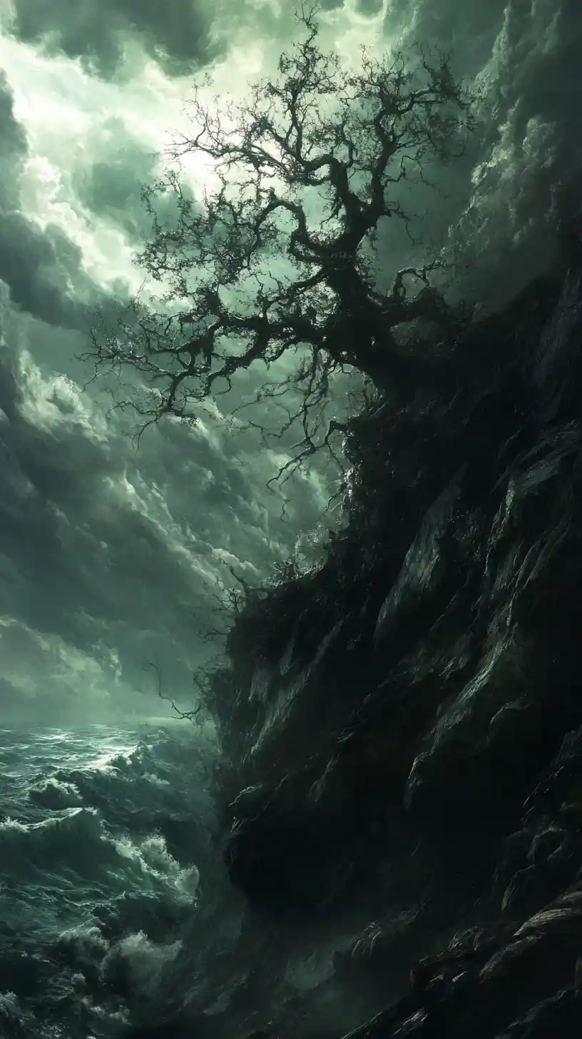 Dark vision of decay within a quiet natural forest