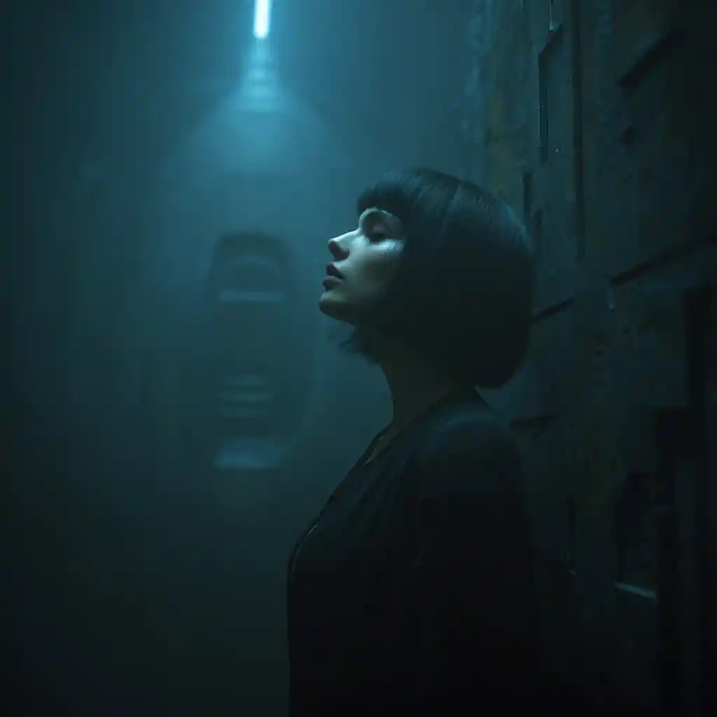 Alien presence in a futuristic space colony sector corridor