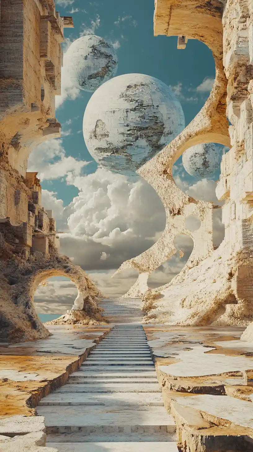 Abstract scene reflecting on time in the distant future