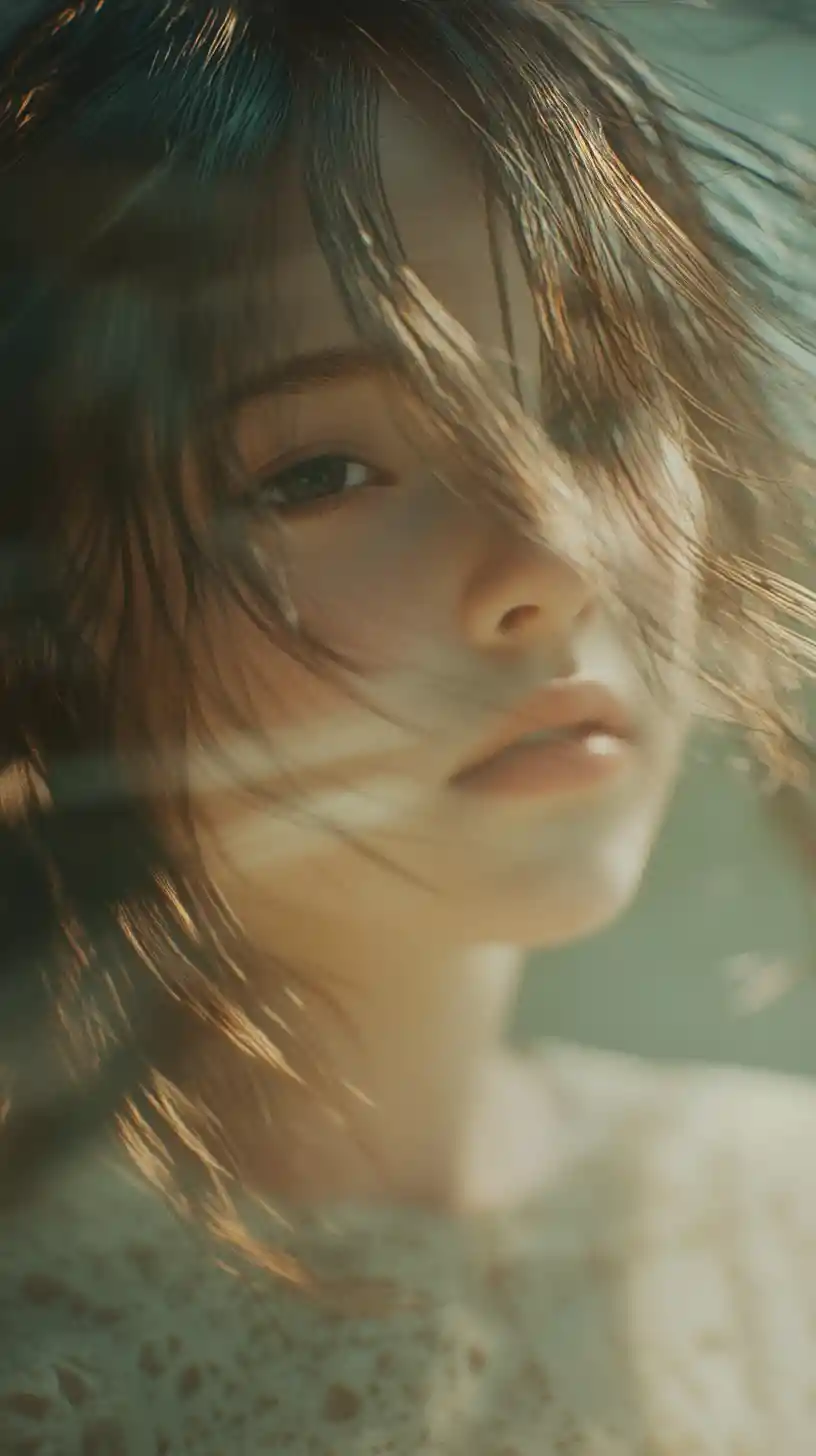 Dreamy close up portrait of an ethereal anime girl