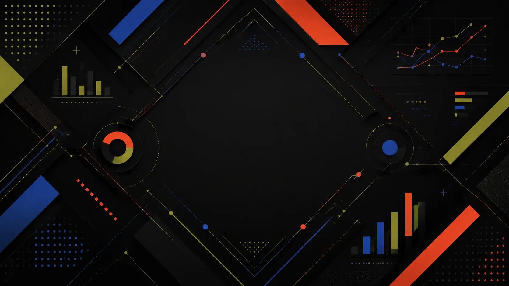 Abstract geometric data composition with colorful chart accents