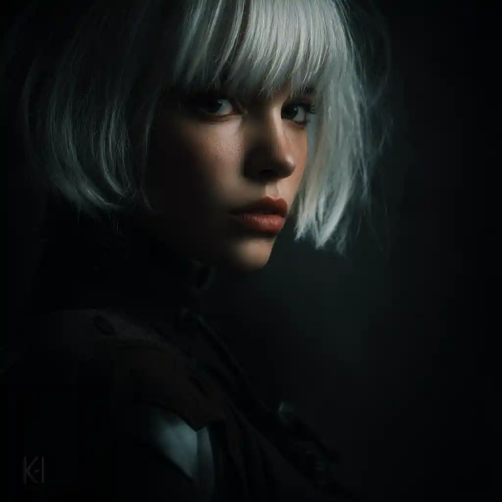 Cinematic sci fi woman in a futuristic anomaly sector
