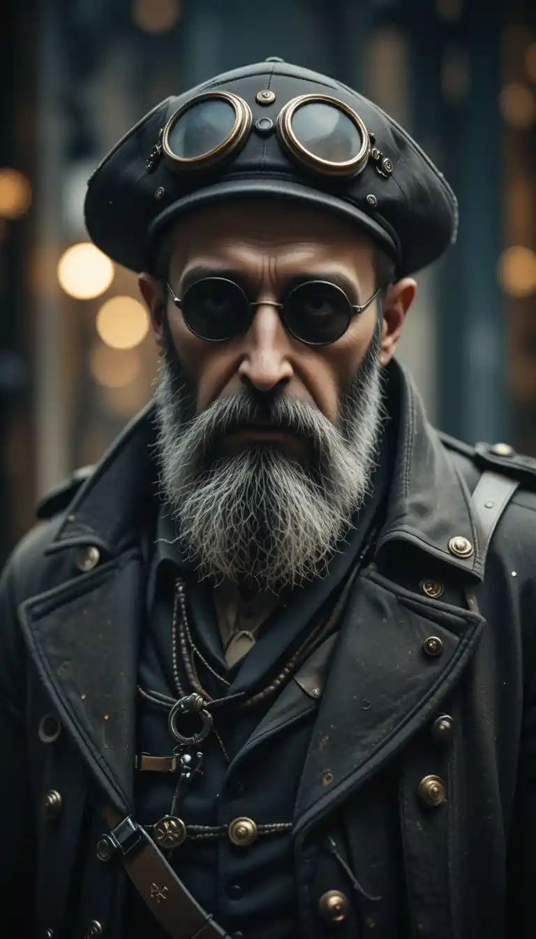 Steampunk Pirate Captain With Sword Cane And Bowler Hat