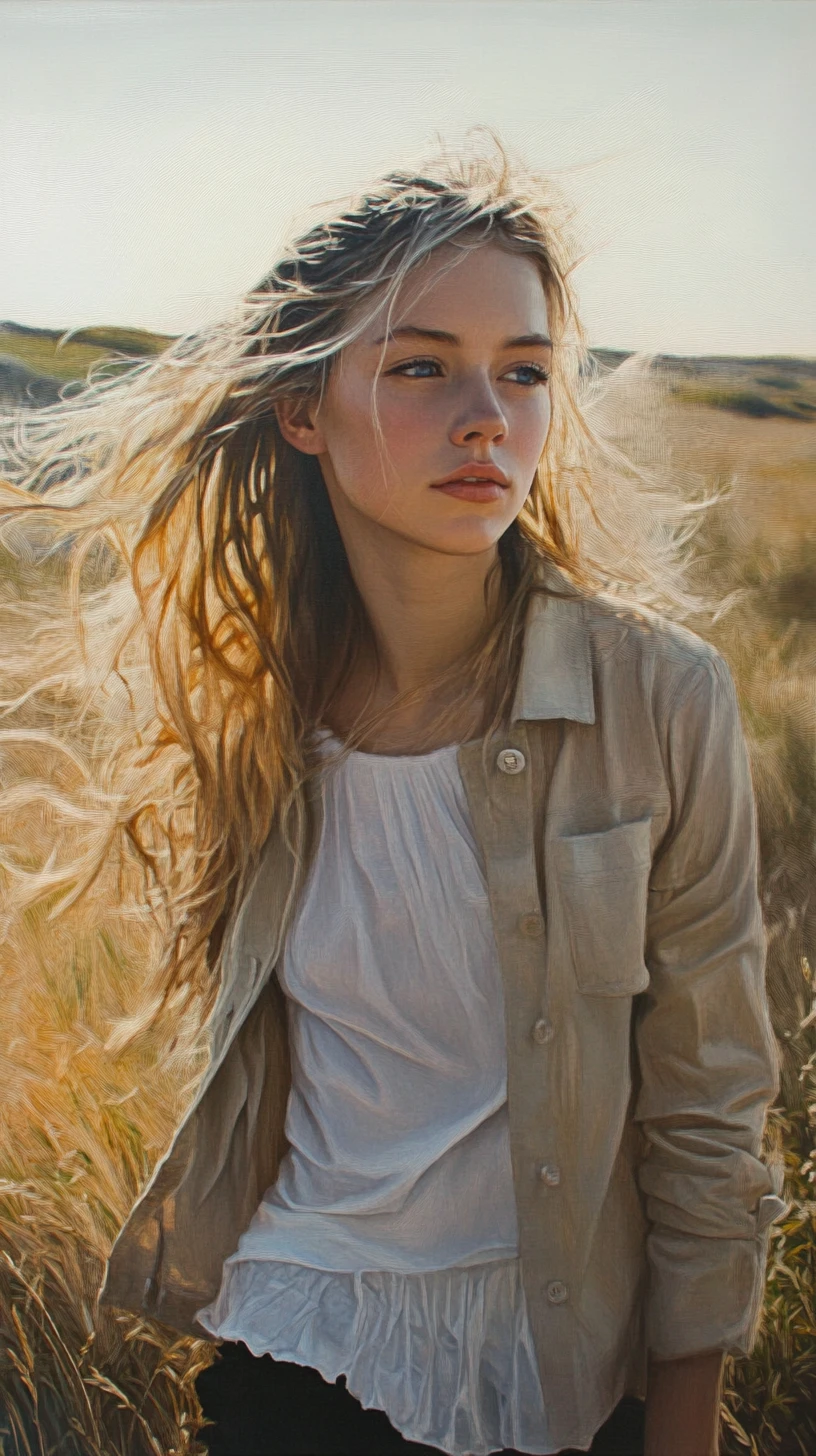 Young woman on sunlit coastal cliff at golden hour