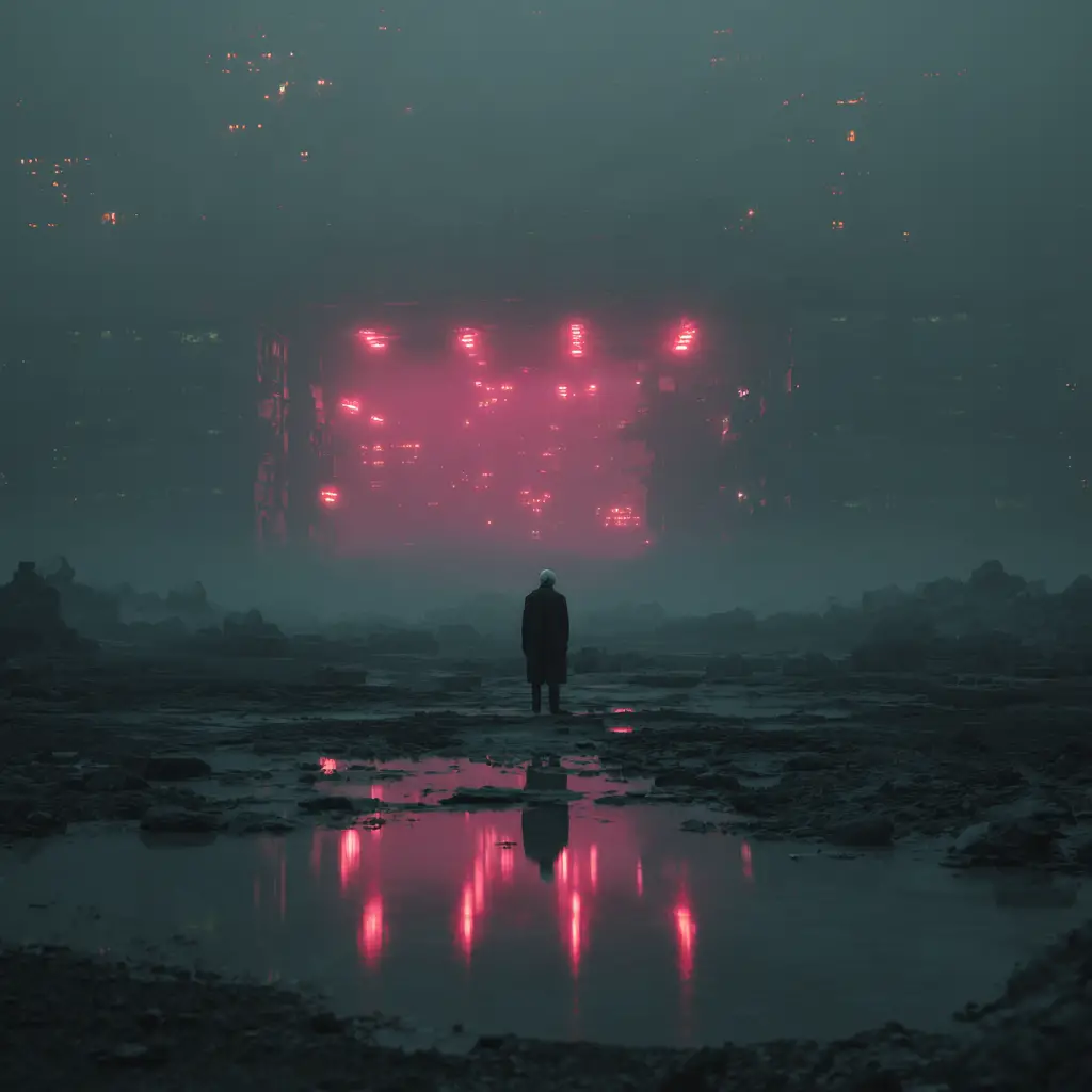 Futuristic space colony cityscape with cinematic atmosphere
