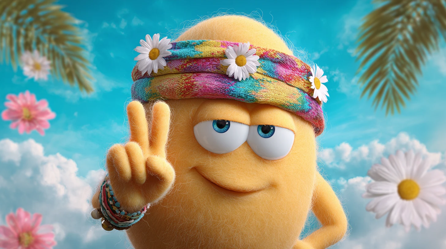 Playful Egg Character Flashing A Peace Sign In Sunshine