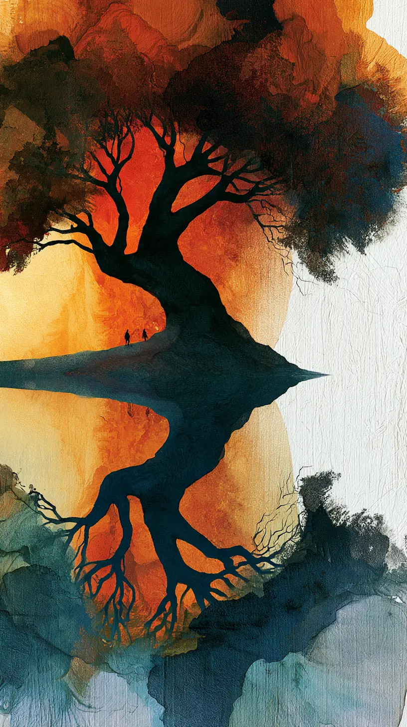 Dark forest trees under low rhythmic light