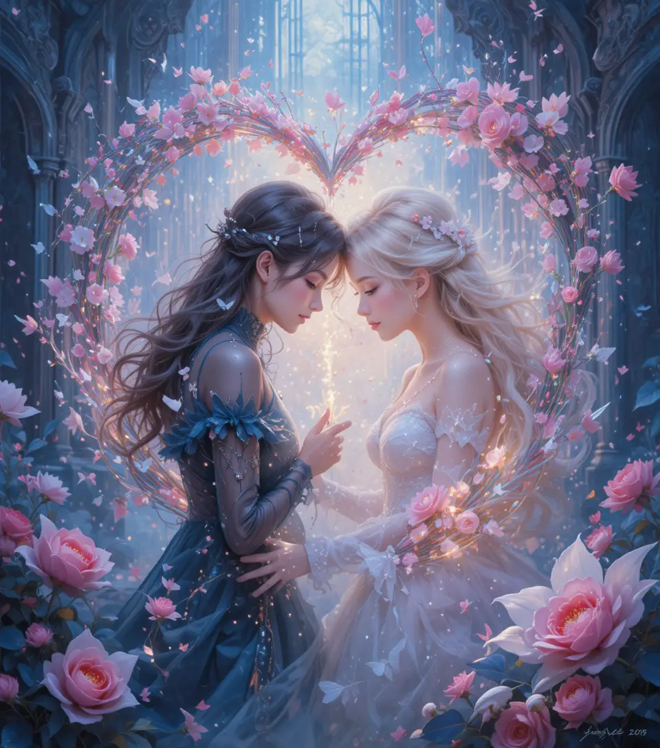 Romantische Fantasieszene im expressiven Digitalpainting-Stil
