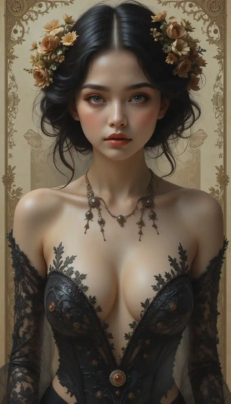 Romantic fantasy portrait of an otherworldly beautiful woman
