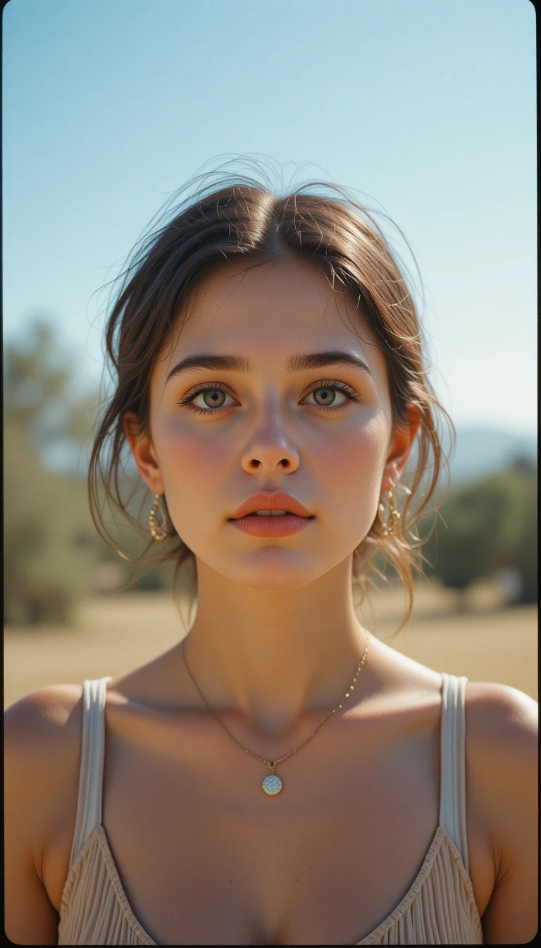 Vintage film portrait with warm nostalgic summer tones