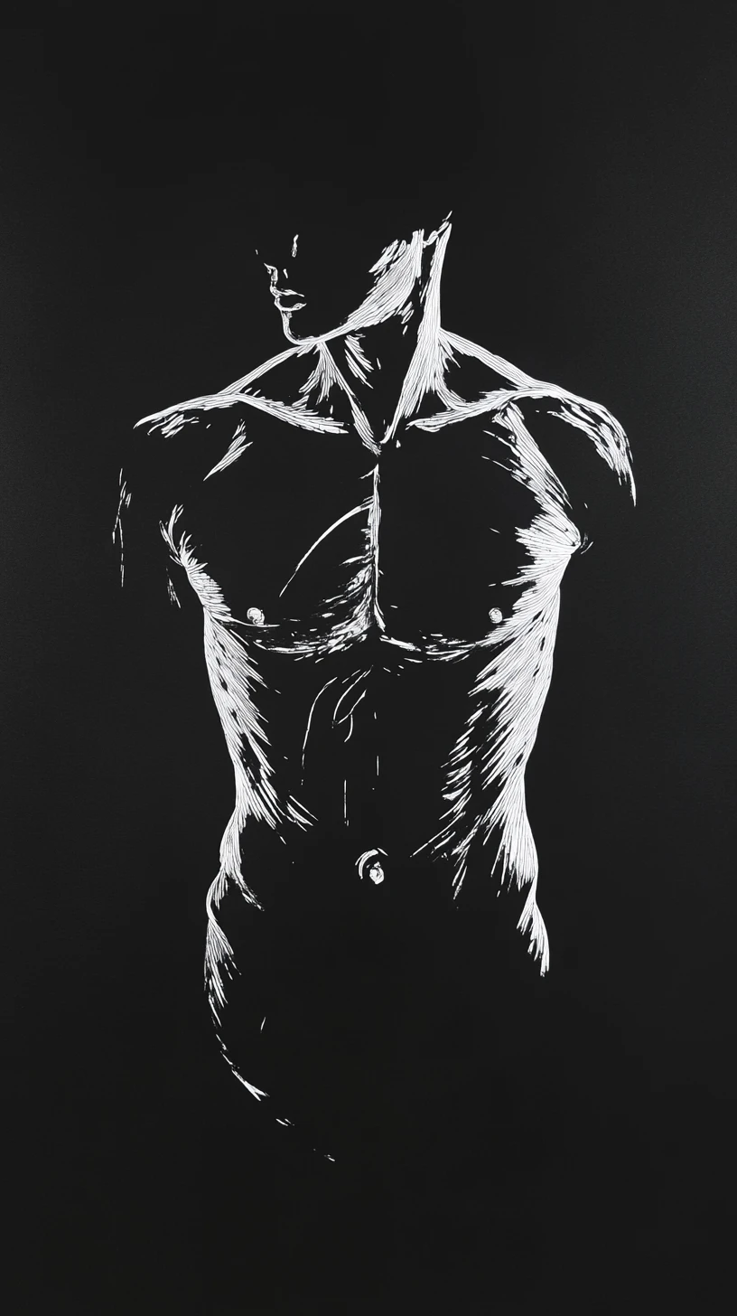 Surreal human torso container with glowing etched interior
