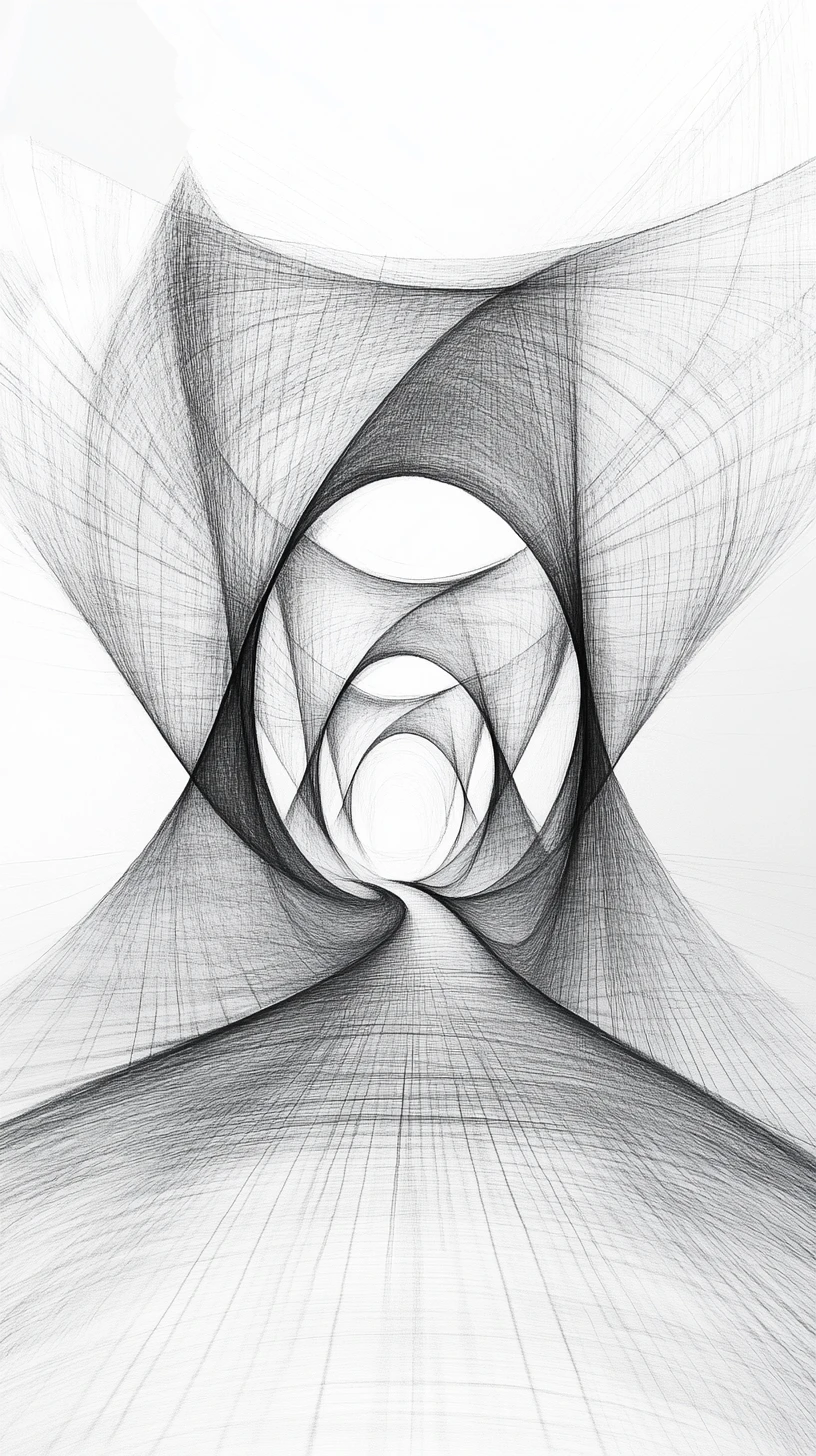Symmetrical abstract form with two diverging inner paths