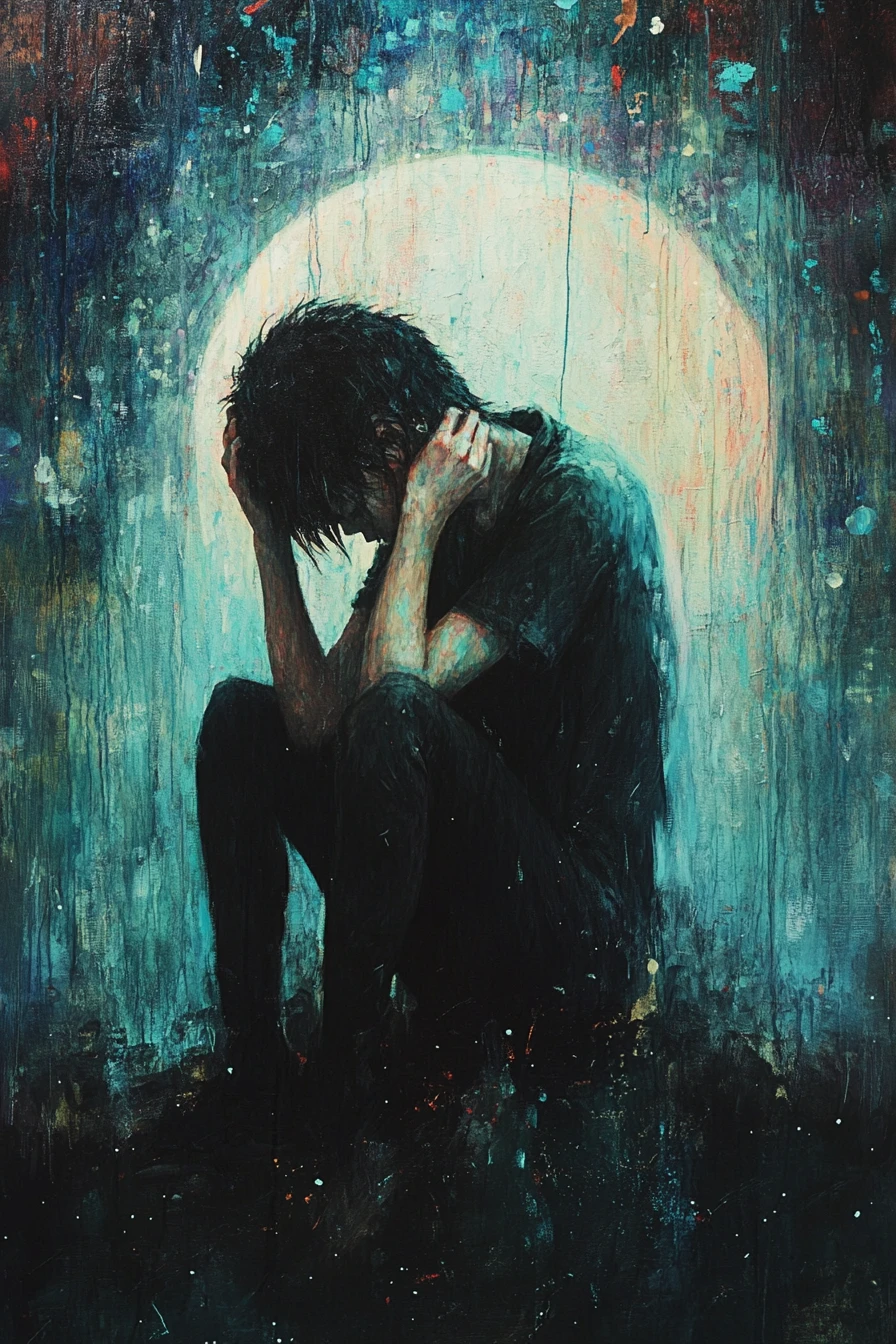 Bittersweet emotions held in quiet resilient darkness