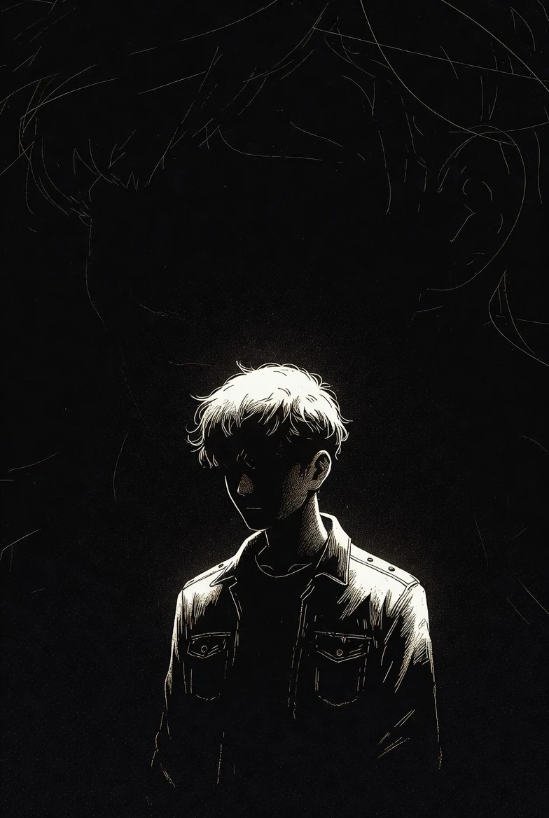 Lonely soul drifting in mellow midnight static calm