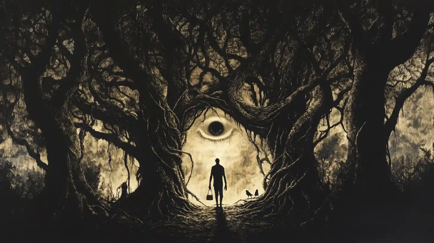 Human Silhouette Filled With Enchanted Forest And Hidden Faces