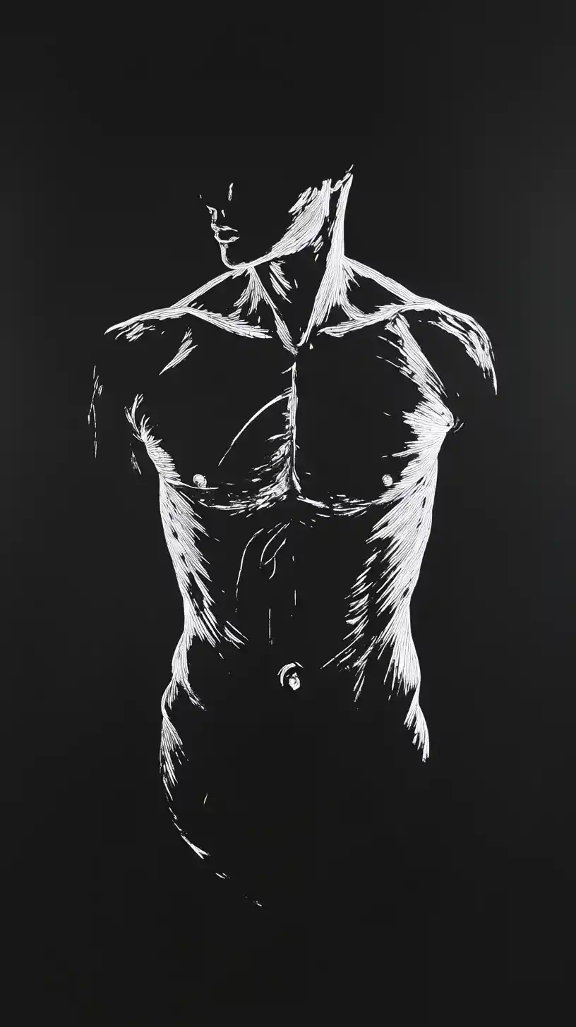 Surreal human torso container with glowing etched interior