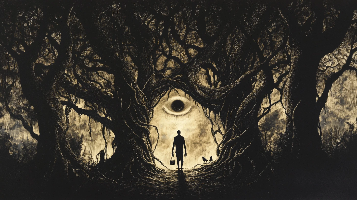 Human Silhouette Filled With Enchanted Forest And Hidden Faces