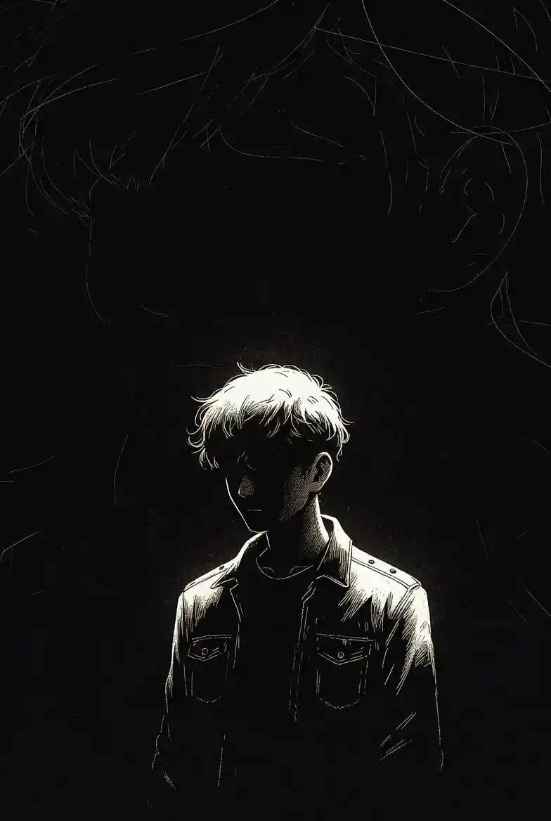 Lonely soul drifting in mellow midnight static calm