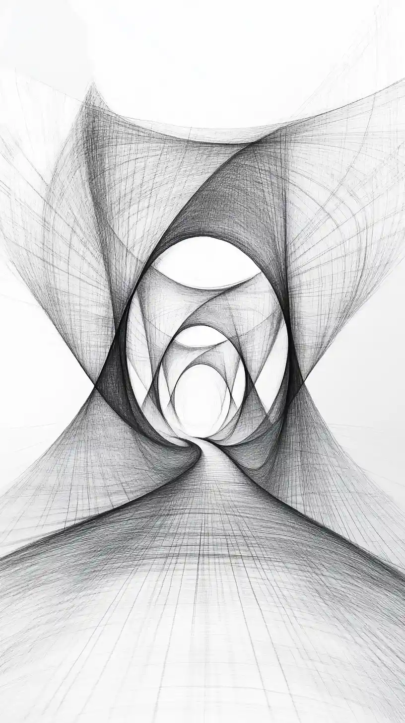 Symmetrical abstract form with two diverging inner paths