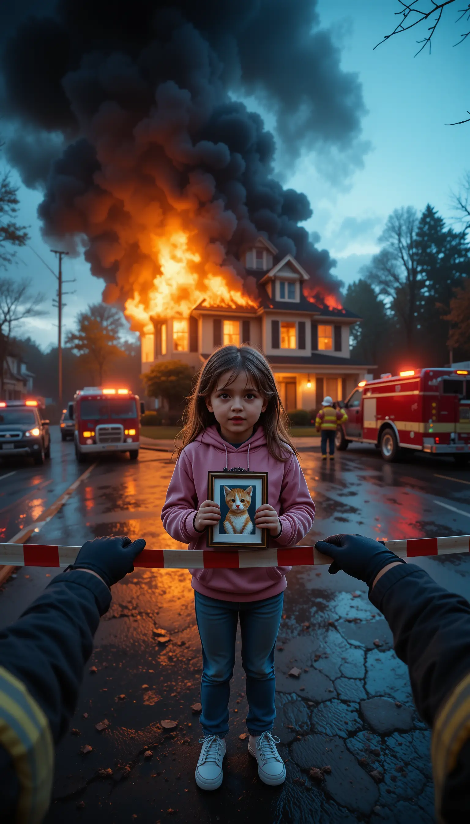 Crying girl pleads for help before burning suburban home
