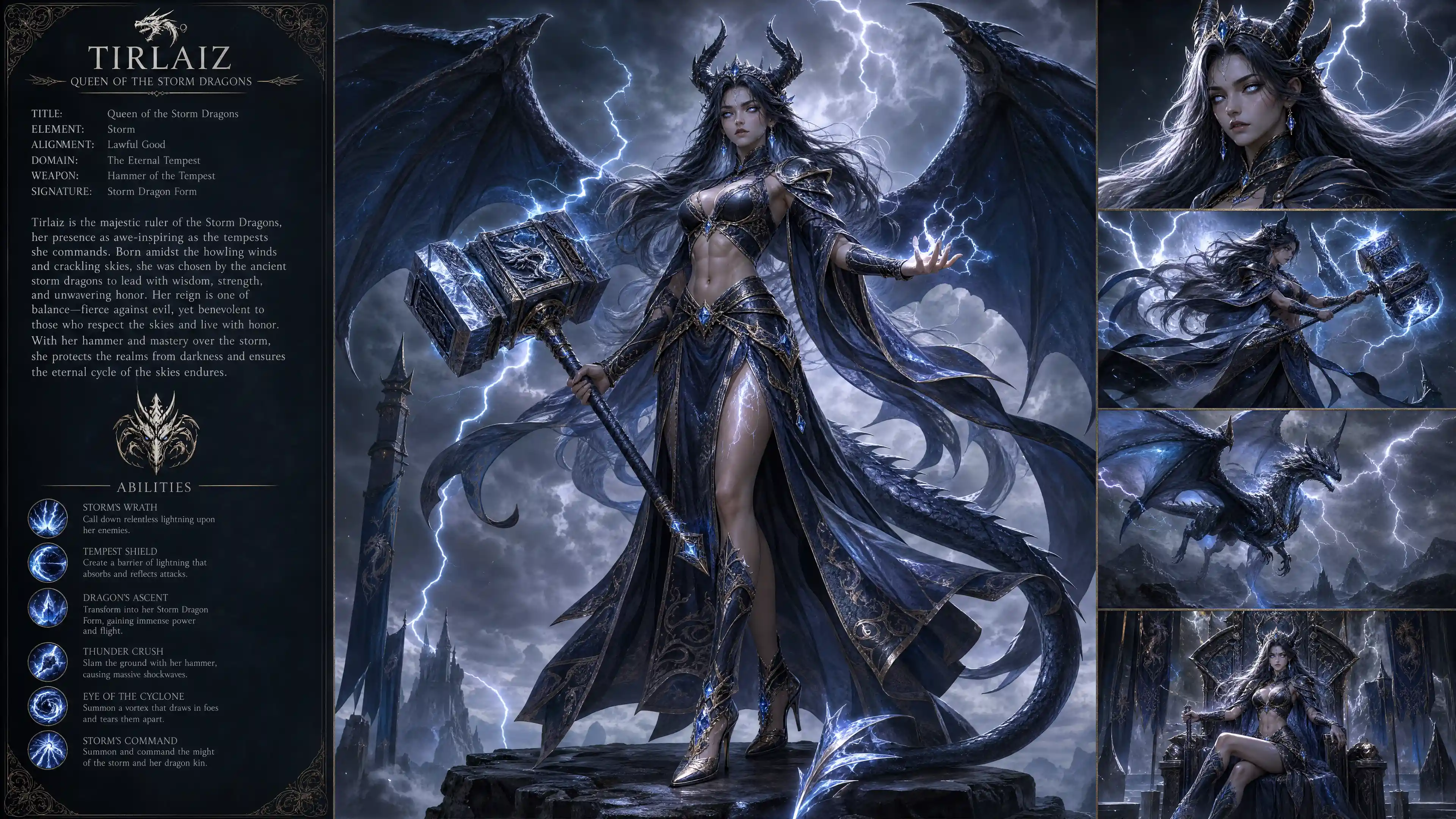 Storm dragon queen woman with hammer and wings