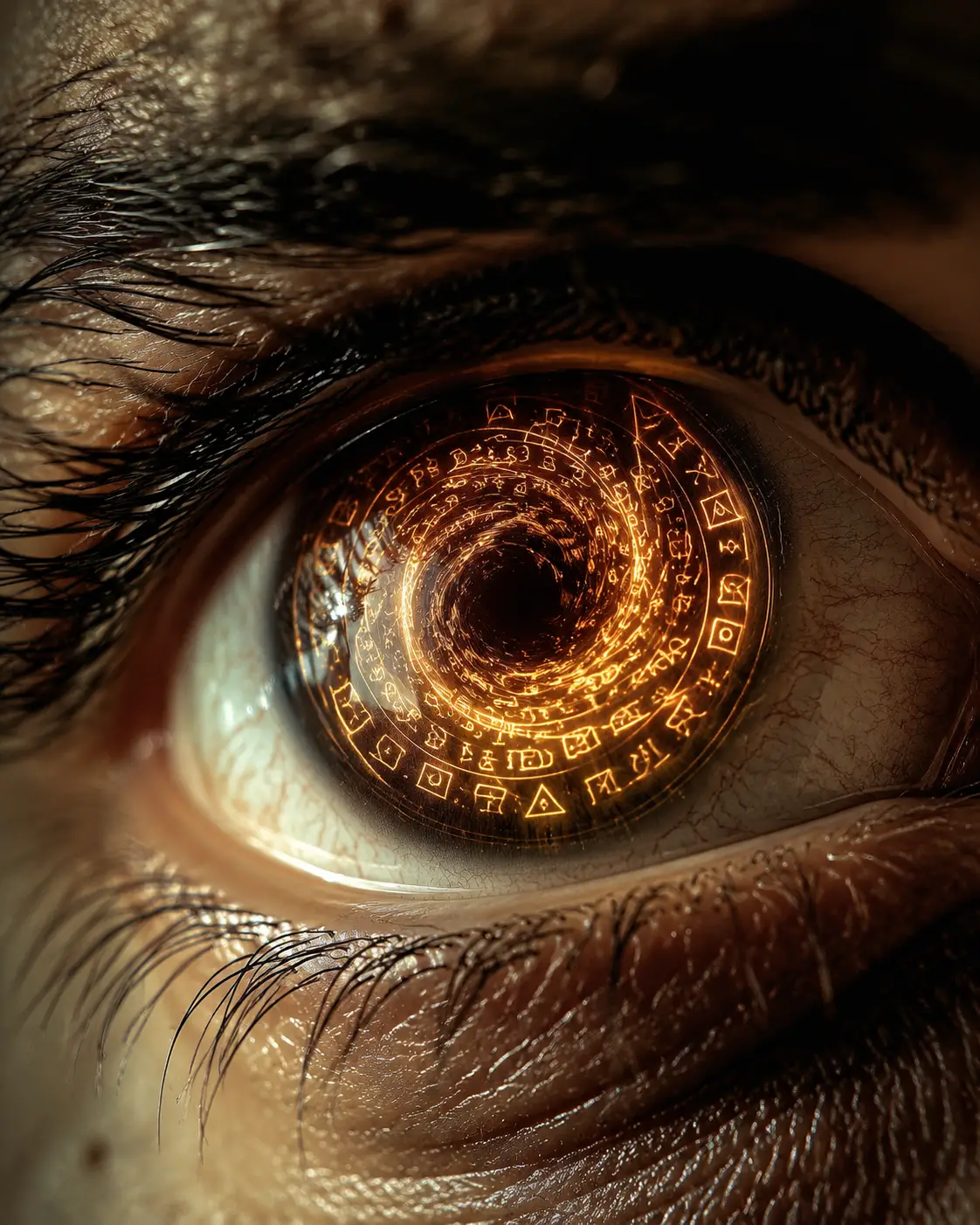 Surreal extreme close up of a human eye vortex