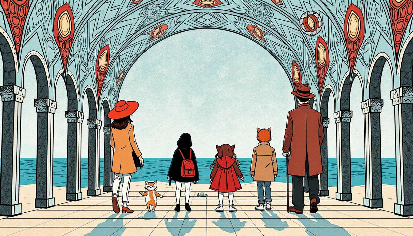 Whimsical watercolor grid of animals dressed as humans
