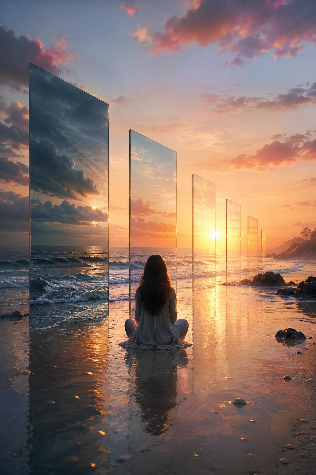Abstract vision of time passing before the dawn