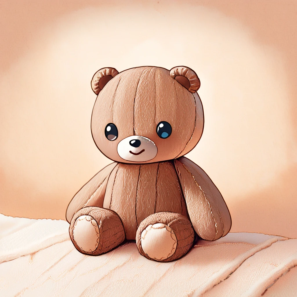 Cute Felt Teddy Bear On Soft Minimalist Background