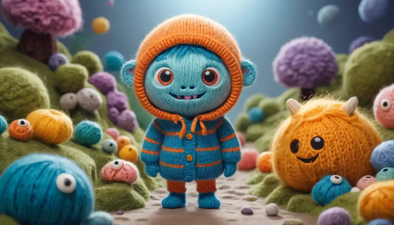 Cute 3D child character in a colorful cartoon world