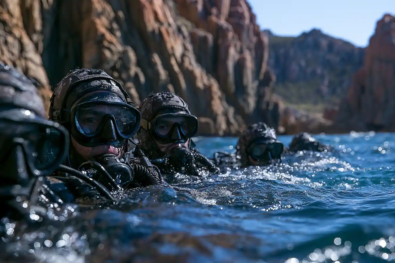 Navy divers train in rough Tasman Sea waters near cliffs