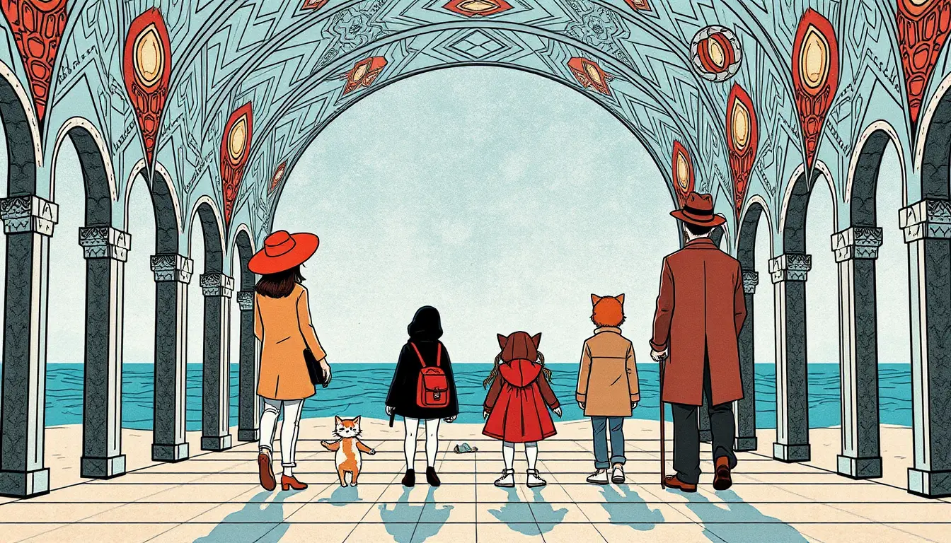 Whimsical watercolor grid of animals dressed as humans