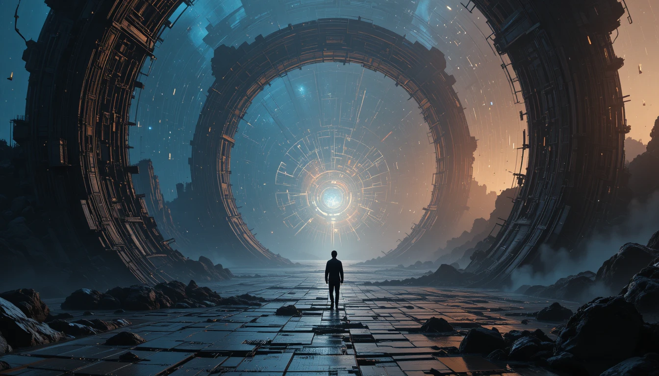 Futuristic progressive rock album cover about humans and ai