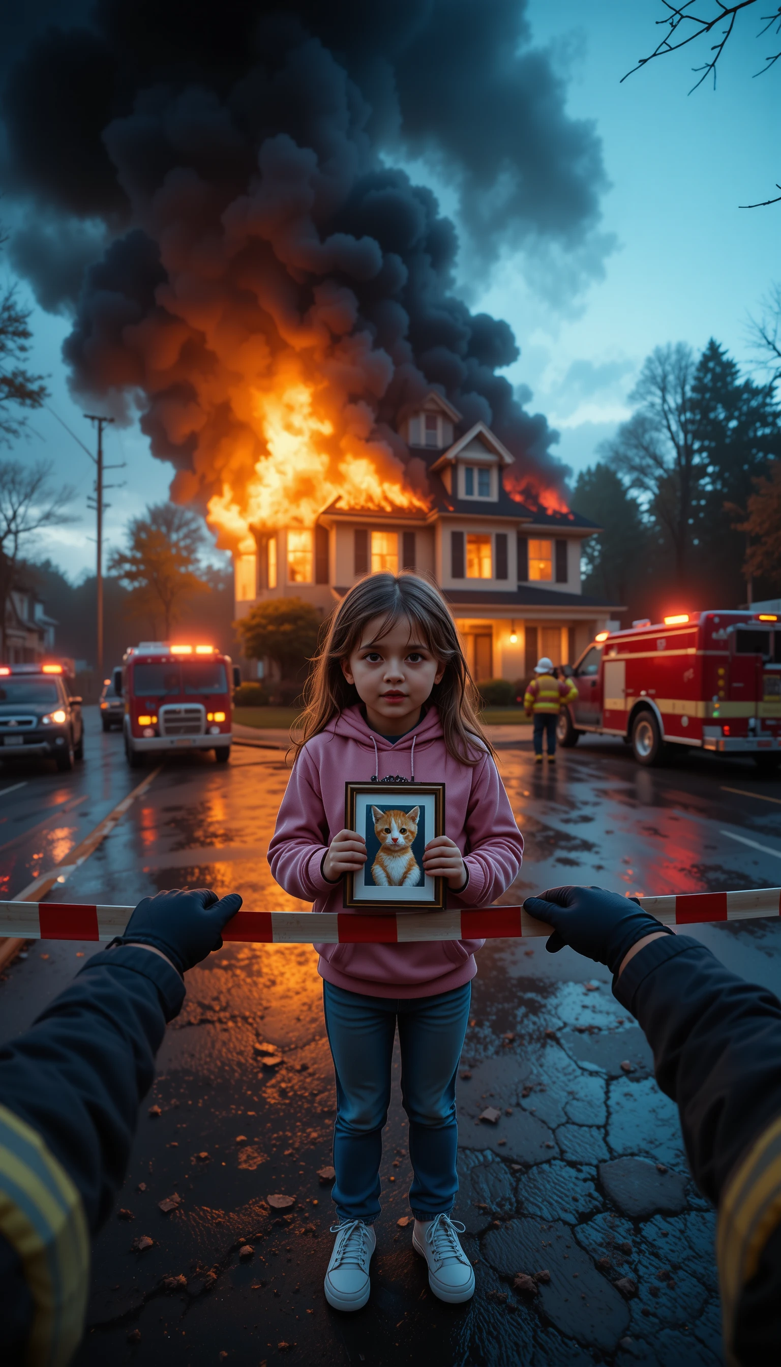 Crying girl pleads for help before burning suburban home