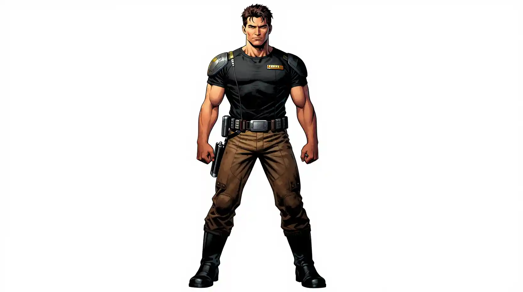 Confident Starship Captain In Futuristic Black Uniform