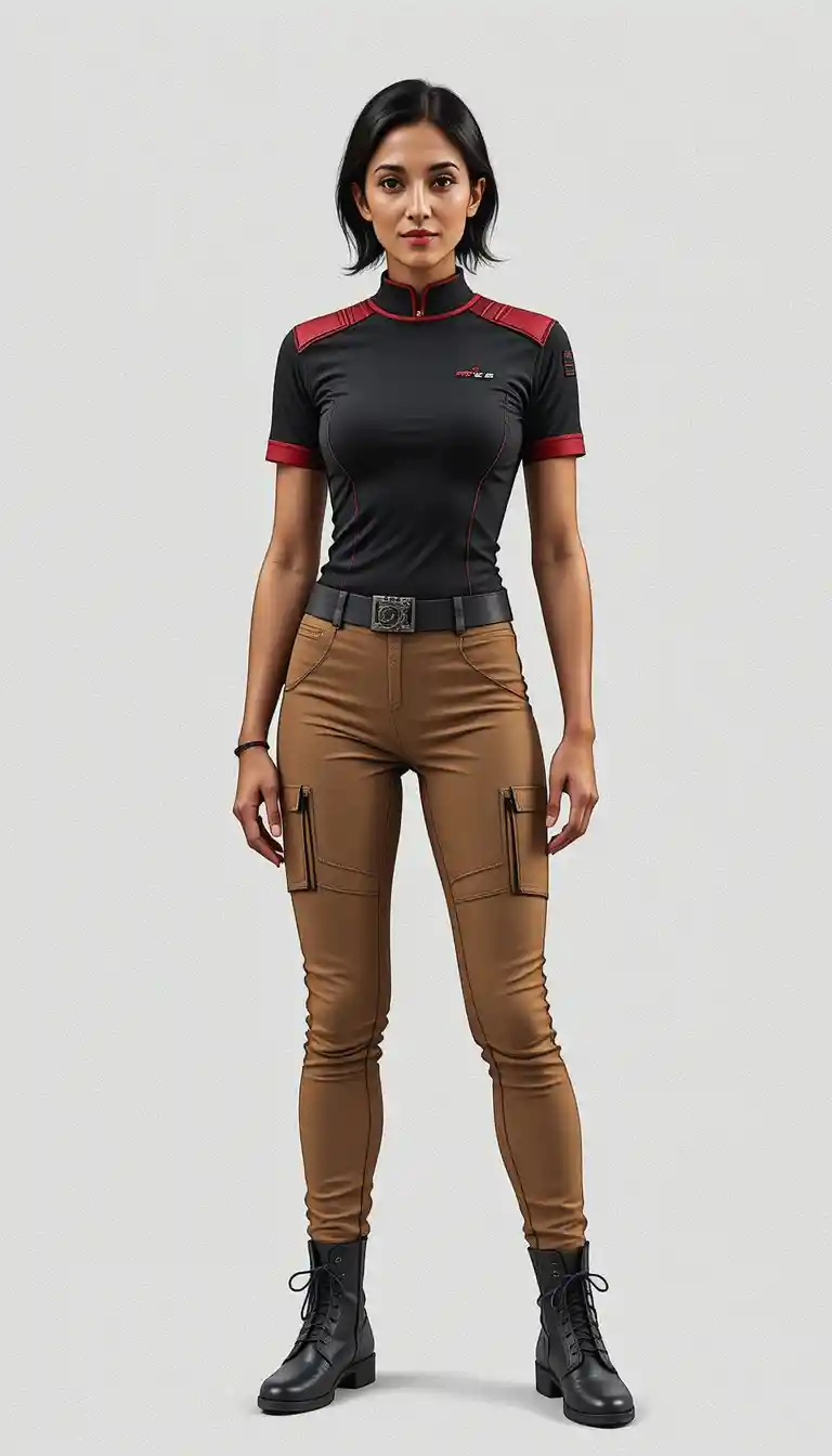 Confident Indian Starship Engineer In Futuristic Uniform