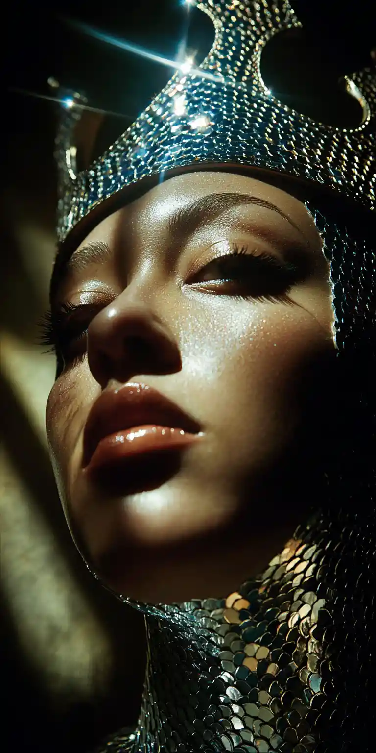 Surreal queen of Atlantis portrait in cinematic fashion