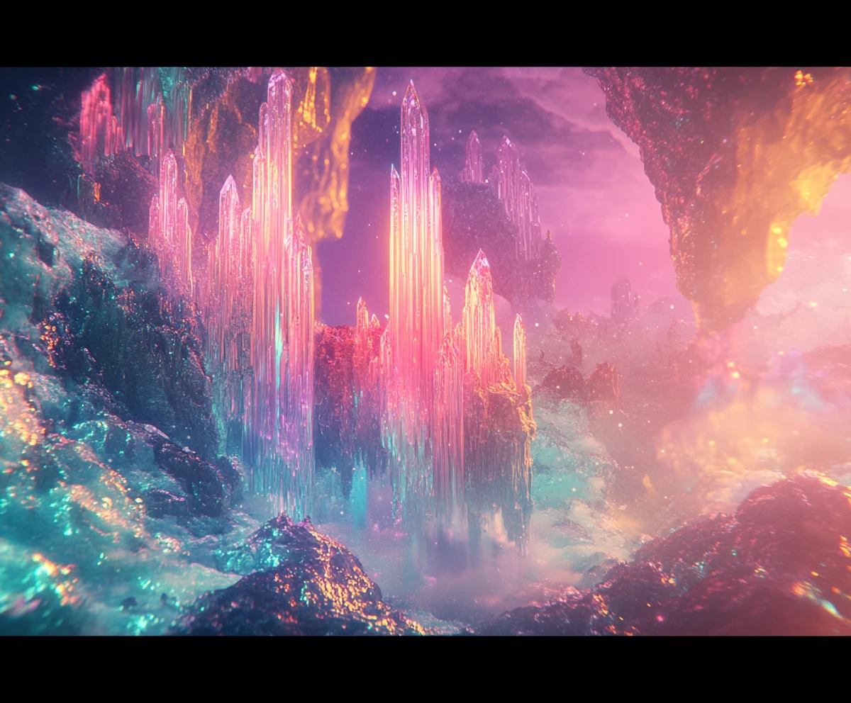 Glowing Enchanted Castle On A Floating Floral Island