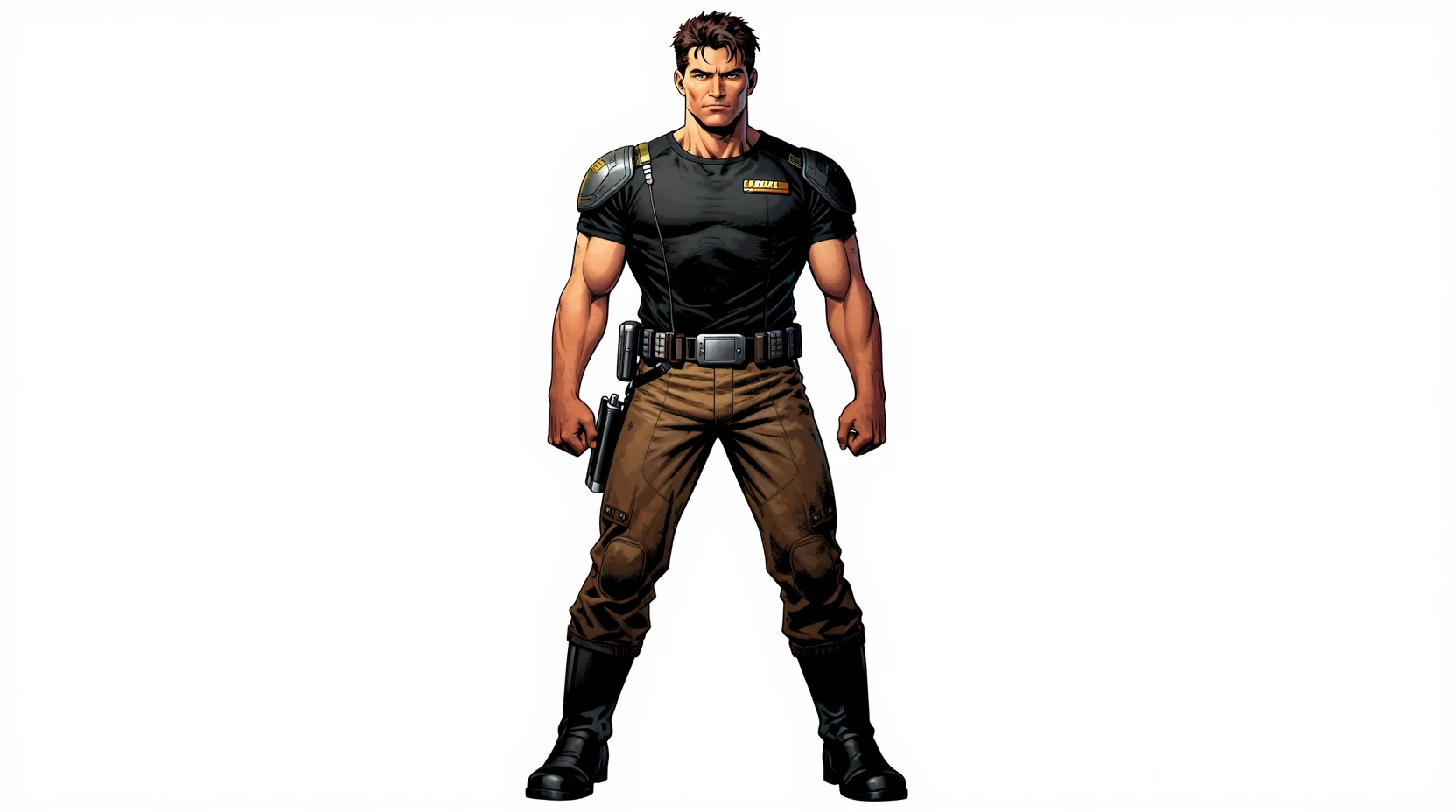 Confident Starship Captain In Futuristic Black Uniform