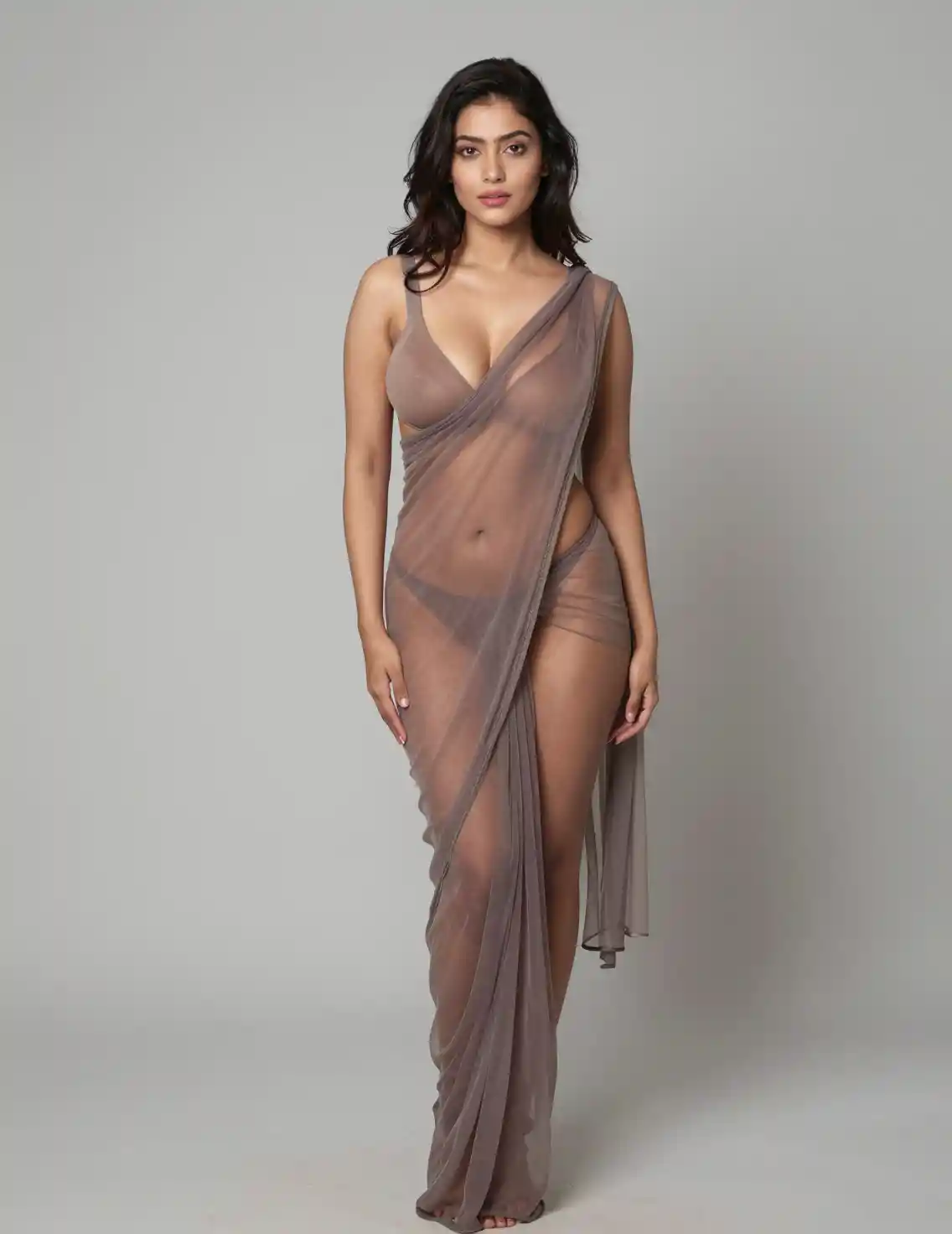 Full body Nepali woman posing for fashion photoshoot
