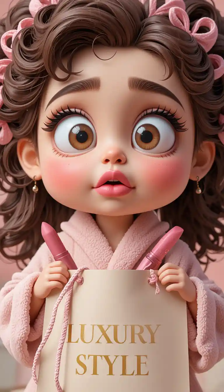 Ragazza cartoon scioccata dal totale della borsa dello shopping di lusso