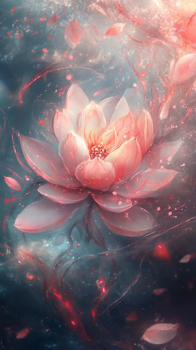 Anime Floral Entity With Flowing Petals In Soft Light
