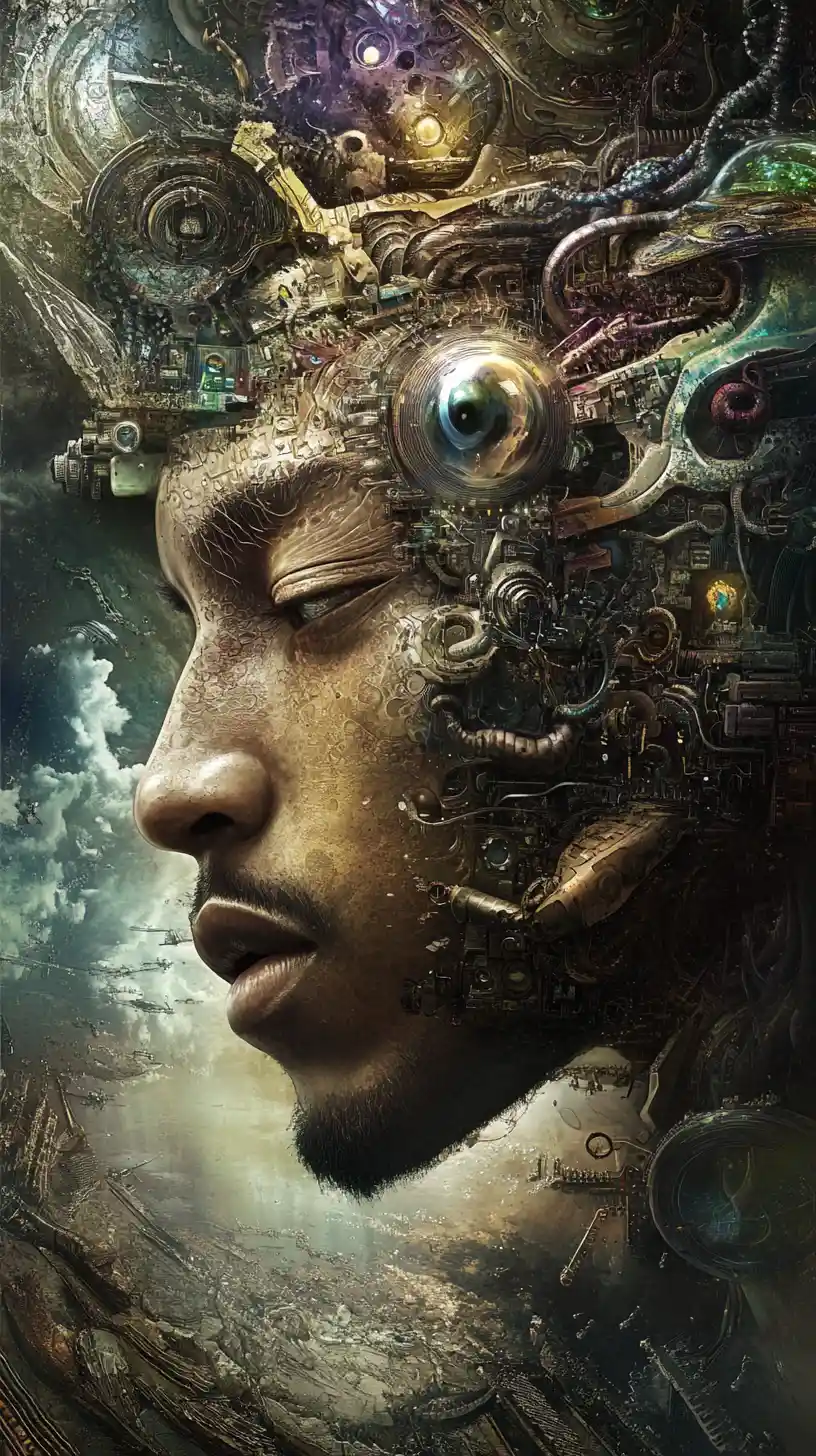 Surreal vision of artificial life struck by invasive rhythm