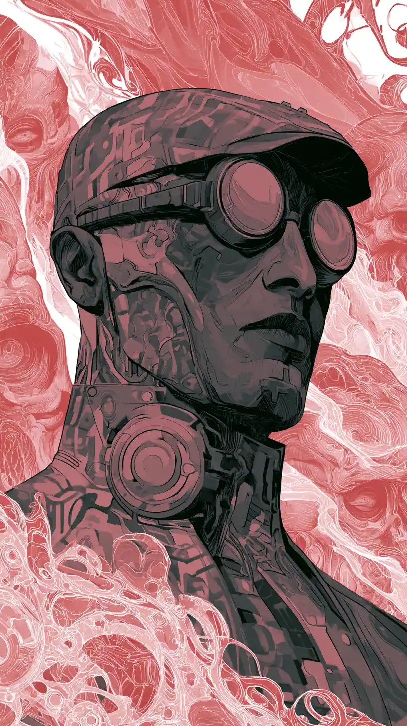 Man wielding a powerful microphone in a futuristic era