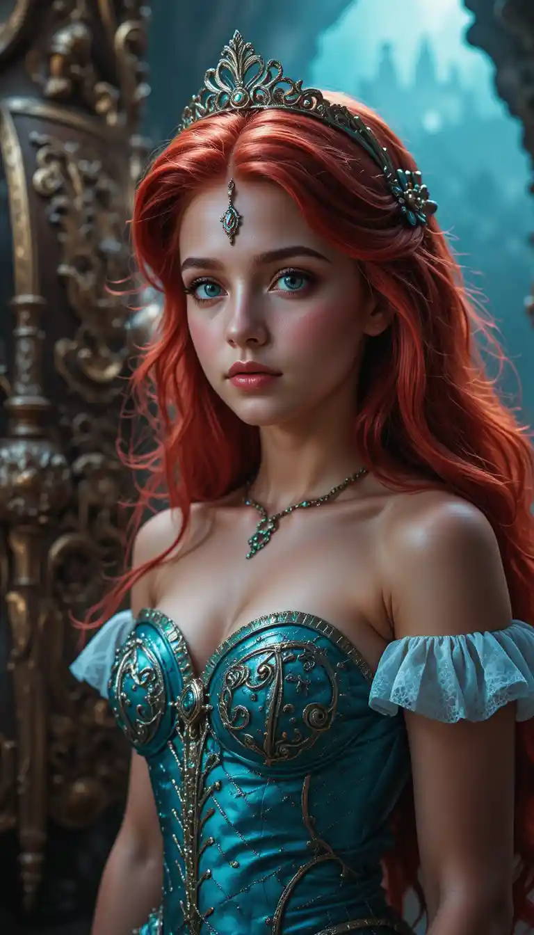 Young princess standing beside her powerful father