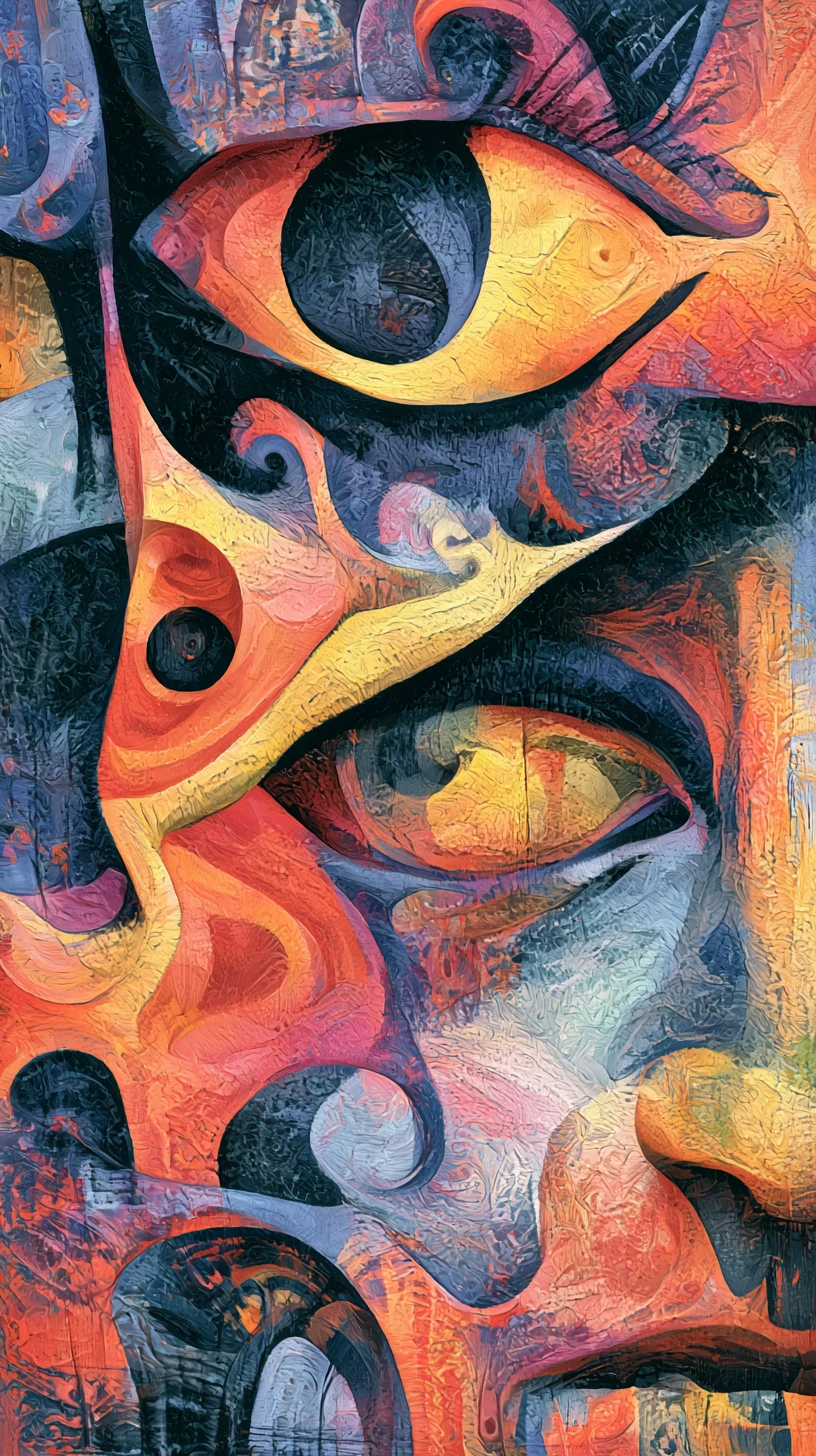 Abstract liquid typography swirling around fragmented verses